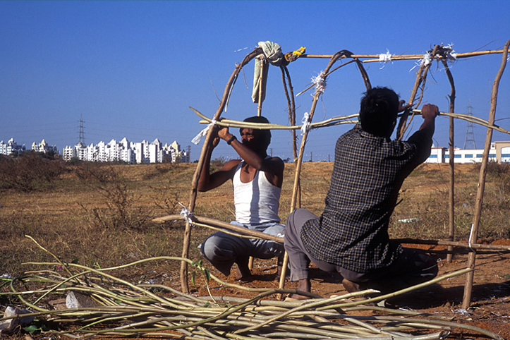 Inde. Hyderabad. Habitat de fortune