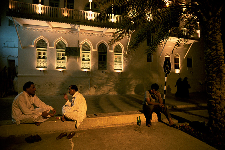 Sultanate of Oman. Muscat. Meeting. in the front of indian houses