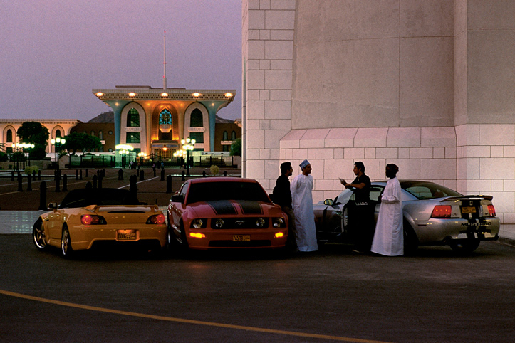 Sultanate of Oman. Muscat. Youth, Mustang and Sultan Qaboos palace